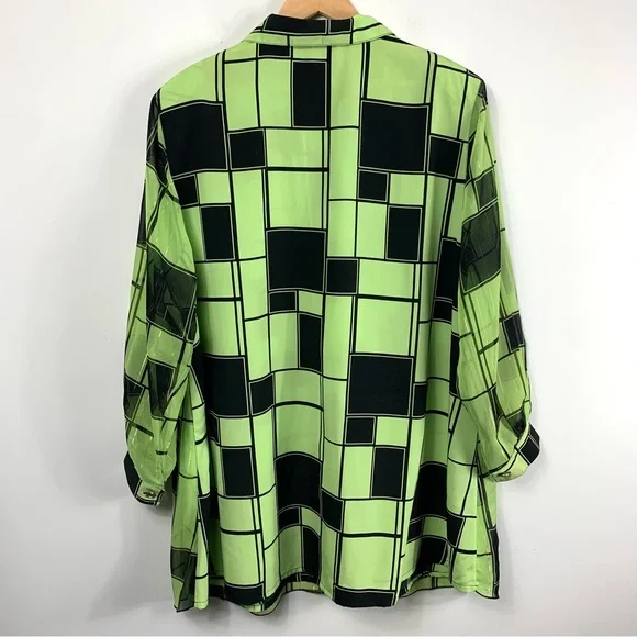 Vintage Happy Day New York Green and Black Flowy Oversized Top - Picture 8 of 16